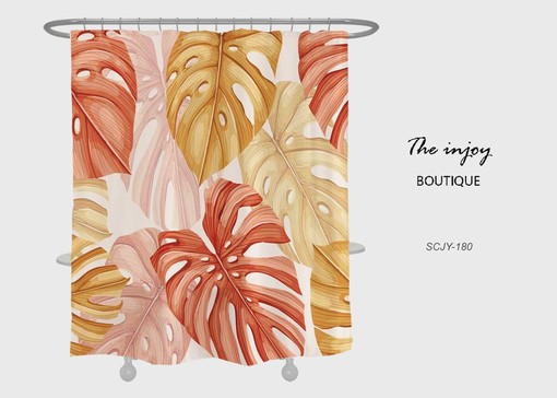 Vibrant Colorful Leaves Decorative Shower Curtain, Vibrant Leaf Bathroom Decor, Waterproof Washable Bath Curtain
