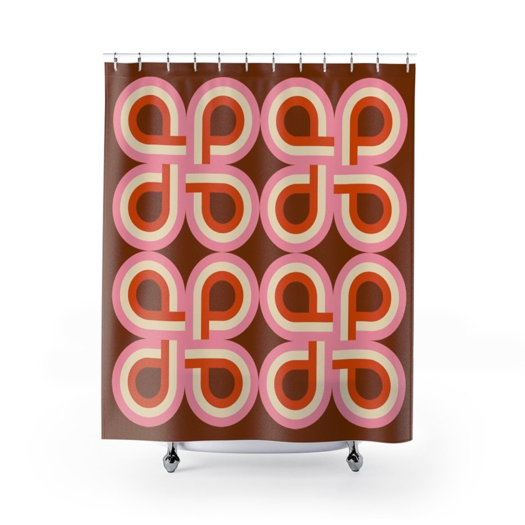 Vibrant Colorful Retro Shower Curtain, Groovy 60's 70's Hippie Bathroom Accessory for a Unique Bathroom Decor