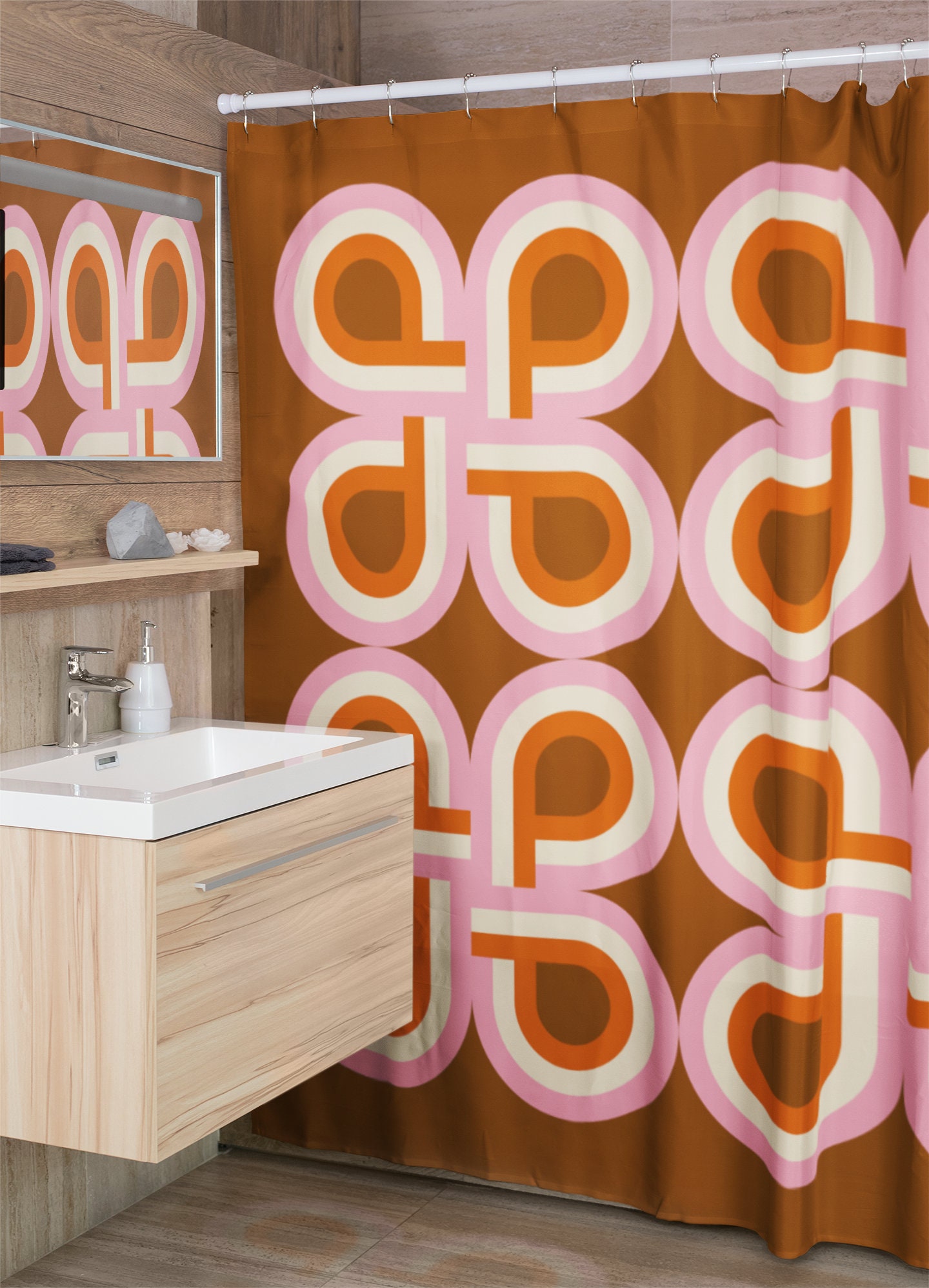 Vibrant Colorful Retro Shower Curtain, Groovy 60's 70's Hippie Bathroom Accessory for a Unique Bathroom Decor - Image 2