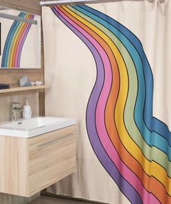Vibrant Groovy 60's 70's Retro Shower Curtain - Hippie Bathroom Accessory with Designs