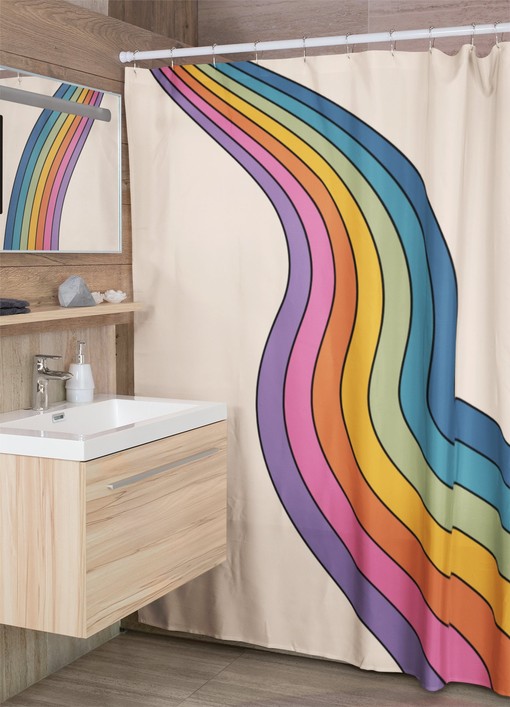Vibrant Groovy 60's 70's Retro Shower Curtain - Hippie Bathroom Accessory with Designs