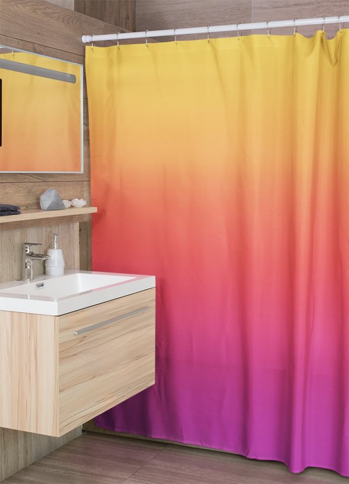 Vibrant Ombre Shower Curtain | Dip Dye Orange Purple Ombre Bathroom Shower Decor | Unique Shower Curtains - Image 2