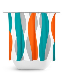 Vibrant Orange Abstract Ribbon Shower Curtain for Modern Bathrooms