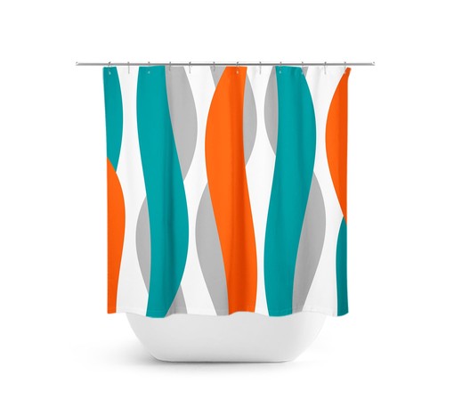 Vibrant Orange Abstract Ribbon Shower Curtain for Modern Bathrooms