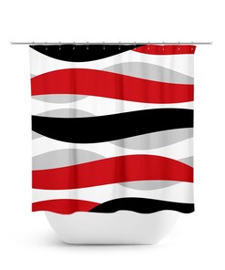 Vibrant Red Abstract Ribbon Shower Curtain for Style and Modernity