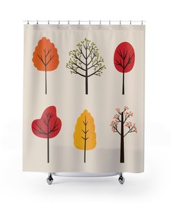 Vibrant Trees Print Shower Curtain for Nature-Inspired Bathroom Decor