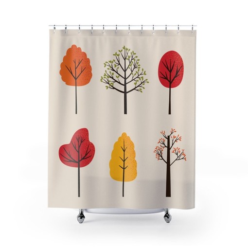 Vibrant Trees Print Shower Curtain for Nature-Inspired Bathroom Decor