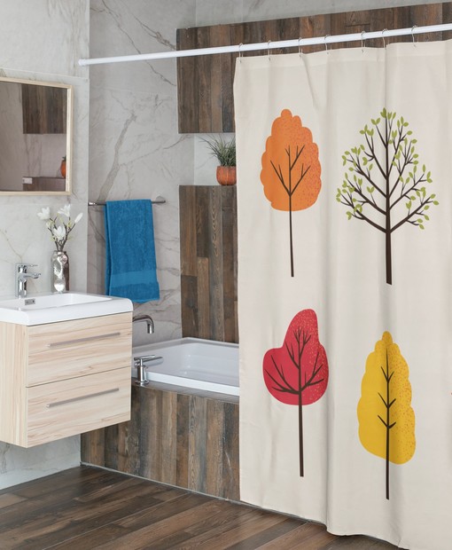 Vibrant Trees Print Shower Curtain for Nature-Inspired Bathroom Decor - Image 4