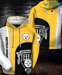 Vibrant White Yellow Logo - Pittsburgh Steelers All Over Print Hoodie with Eye-catching Design