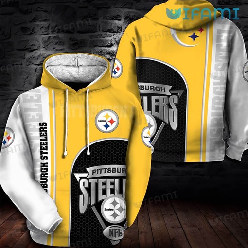 Vibrant White Yellow Logo - Pittsburgh Steelers All Over Print Hoodie with Eye-catching Design