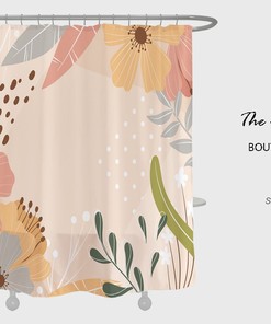 Vibrant and Trendy Colorful Flowers Shower Curtain with Hooks - Unique and Chic Bathroom Decor