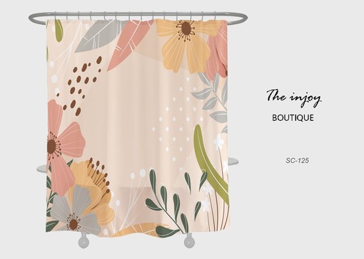 Vibrant and Trendy Colorful Flowers Shower Curtain with Hooks - Unique and Chic Bathroom Decor