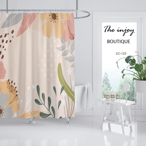 Vibrant and Trendy Colorful Flowers Shower Curtain with Hooks - Unique and Chic Bathroom Decor - Image 2