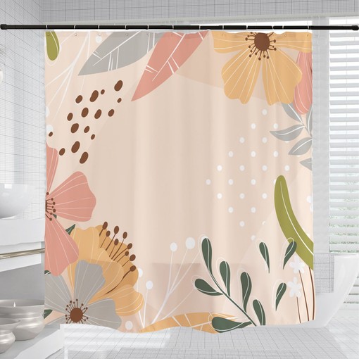 Vibrant and Trendy Colorful Flowers Shower Curtain with Hooks - Unique and Chic Bathroom Decor - Image 3