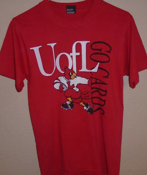 Vintage 1980s Louisville Cardinals Football T-Shirt - NCAA Shirts for Fans