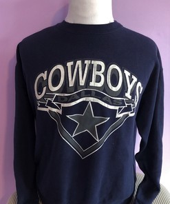 Vintage 1980's NFL Dallas Cowboys Football Nutmeg Mills Blue Crewneck Unisex Sweatshirt Hoodie Shirt Ideal for Fans