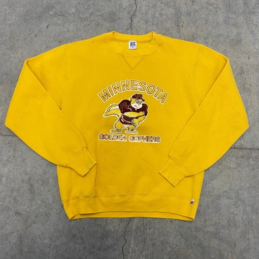 Vintage 1980s Russell University of Minnesota Flock Print Crewneck Sweatshirt for Football Lover Gifts