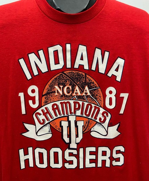 Vintage 1987 Indiana University Hoosier IU Champs Graphic Shirt for NCAA Fans - Relive the Glory Days - Image 3