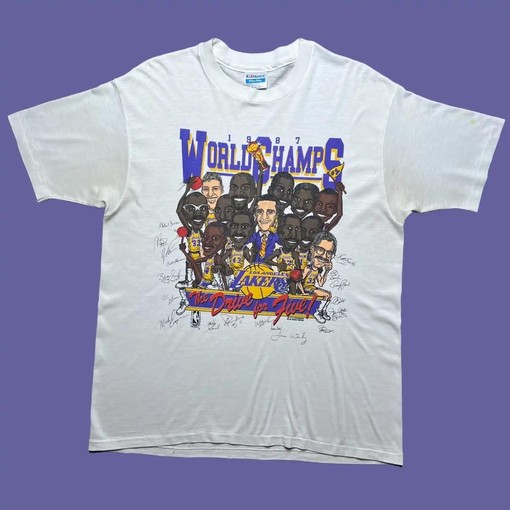 Vintage 1987 Los Angeles Lakers World Champ T-Shirt - Gift For NBA Fans