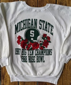 Vintage 1988 Michigan State Rose Bowl Sweatshirt, MSU Sweater, Best Gift for Him or Her with NCAA Shirts for Men
