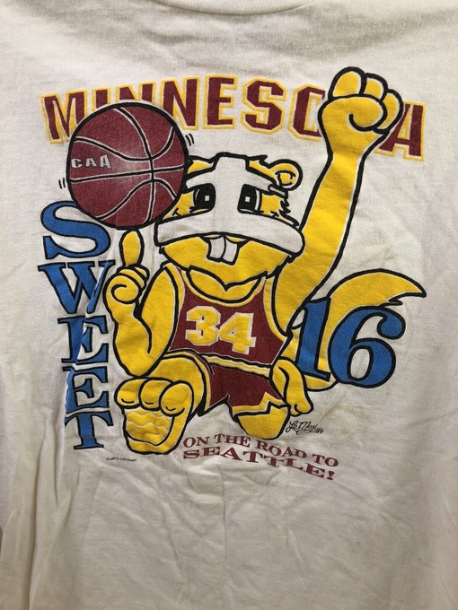 Vintage 1989 Minnesota Golden Gophers Basketball Single Stitch T-Shirt for Football Lover Gifts - Image 2
