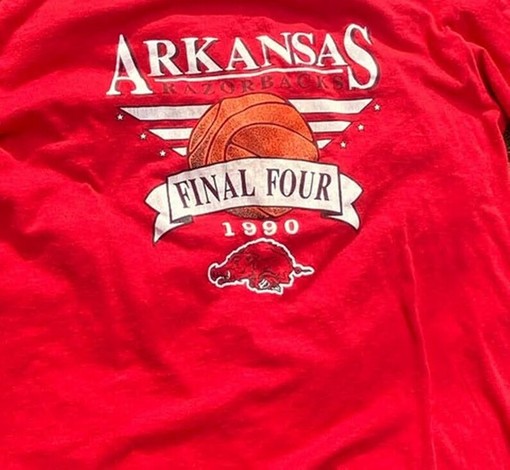 Vintage 1990 Arkansas Razorbacks NCAA Final Four T-Shirt - American University T Shirt - Image 2