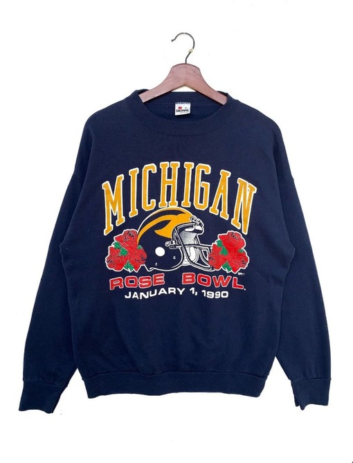 Vintage 1990 Michigan Wolverines Rose Bowl Crewneck Sweatshirt - Ideal for NCAA Fans