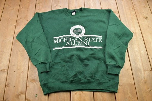 Vintage 1990s University of Michigan State Alumni Collegiate Crewneck Sweatshirt, U of M or MSU Fan Apparel
