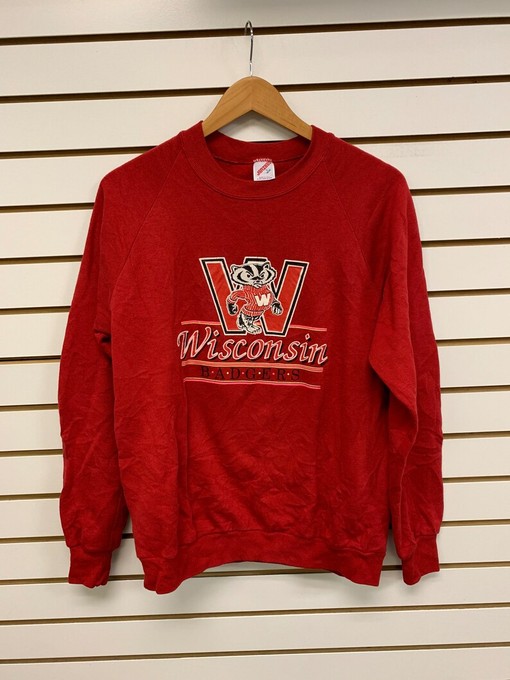 Vintage 1990s Wisconsin Badger State Pullover Sweatshirt - NCAA Football Fan Gear for Fans