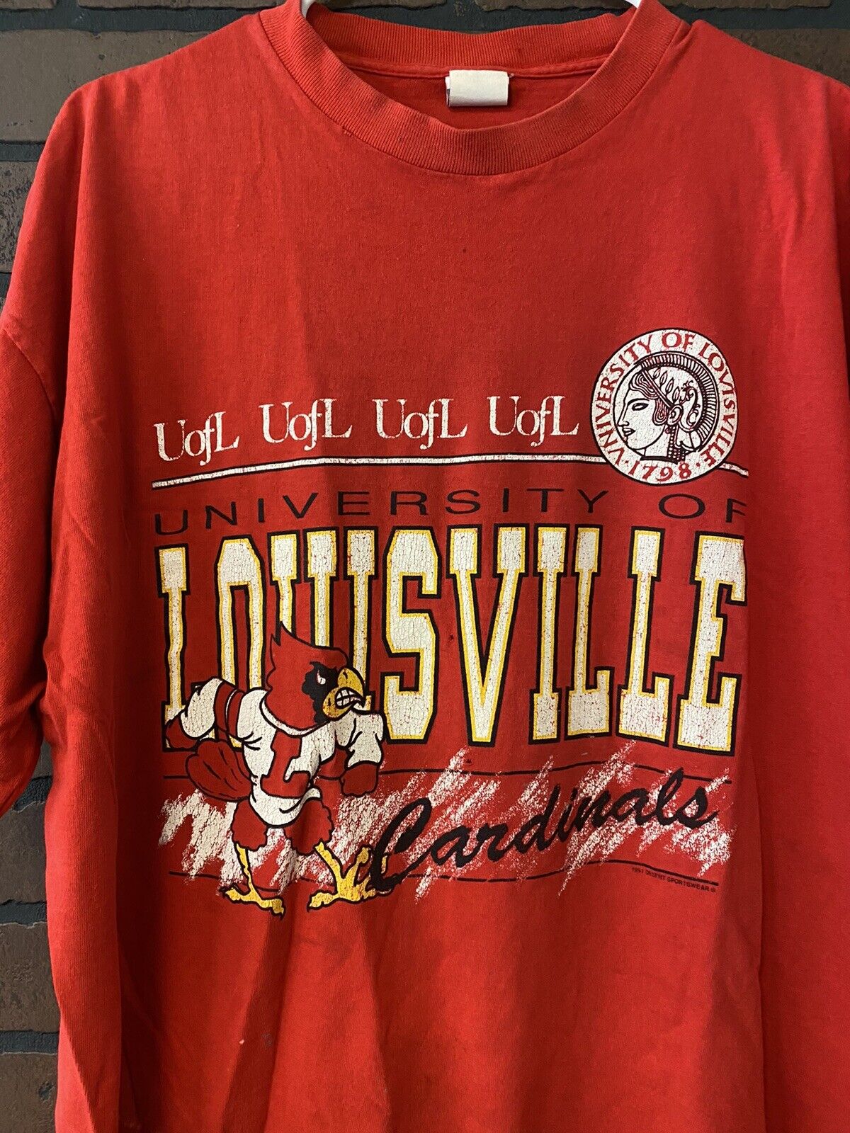 Vintage 1991 Louisville Cardinals Single Stitch T-Shirt - NCAA Shirts for Fans - Image 2