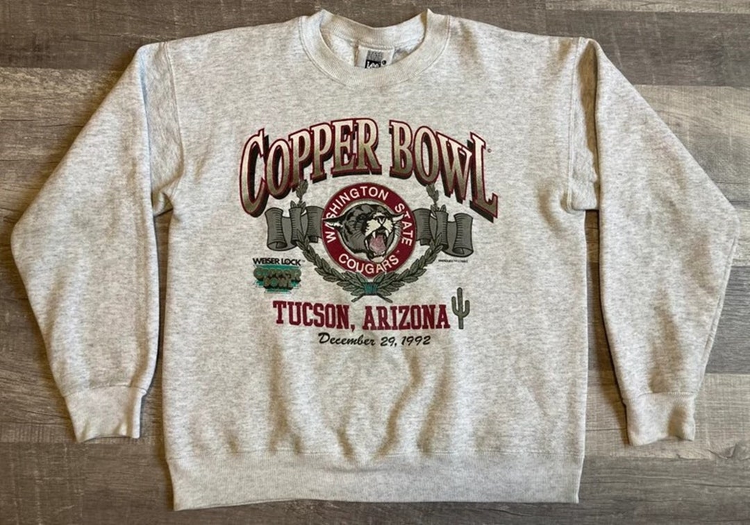Vintage 1992 NCAA University of Washington Cougars Copper Bowl screen print crewneck sweatshirt for Fans