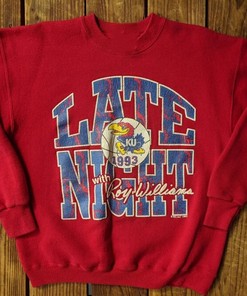 Vintage 1993 Kansas University Ku Late Night With Roy Williams Sweatshirt with College Shirts, Show Your Team Spirit