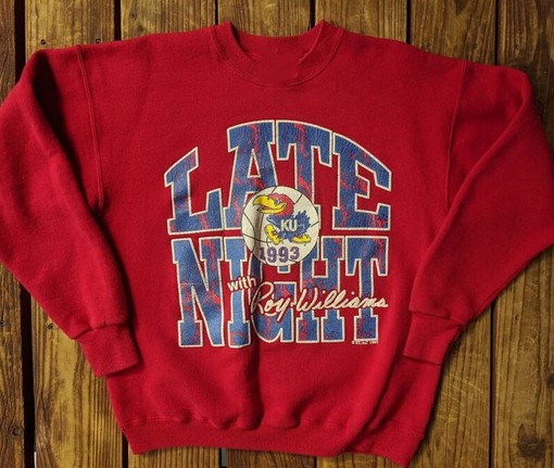 Vintage 1993 Kansas University Ku Late Night With Roy Williams Sweatshirt with College Shirts, Show Your Team Spirit