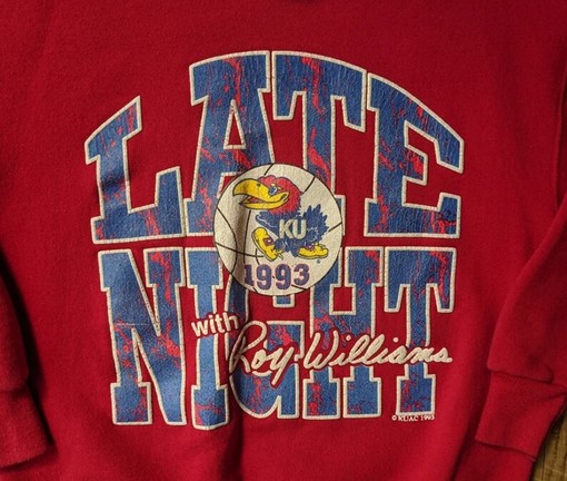 Vintage 1993 Kansas University Ku Late Night With Roy Williams Sweatshirt with College Shirts, Show Your Team Spirit - Image 2