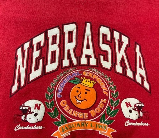 Vintage 1993 Nebraska Cornhuskers Orange Bowl Sweatshirt Hoodie, NCAA Apparel - Image 2