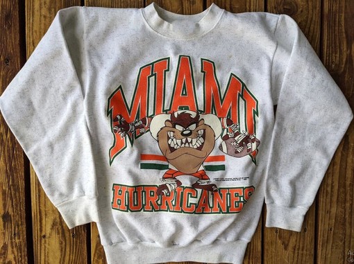 Vintage 1993 University of Miami Hurricanes Football Sweatshirt and Miami Hurricanes Sweater - NCAA Shirts