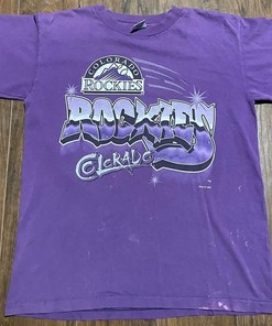 Vintage 1994 MLB Colorado Rockies T-Shirt Sweatshirt Pullover Hoodie Full Color Full Size Print