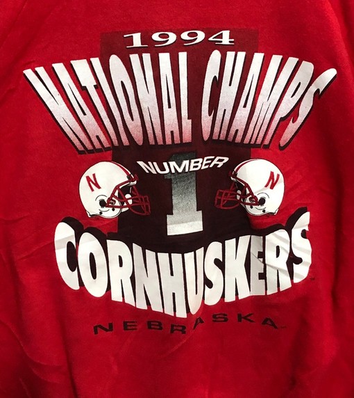 Vintage 1994 NCAA College Football Championship Red Sweatshirt Hoodie, University of Nebraska Cornhuskers - Image 2