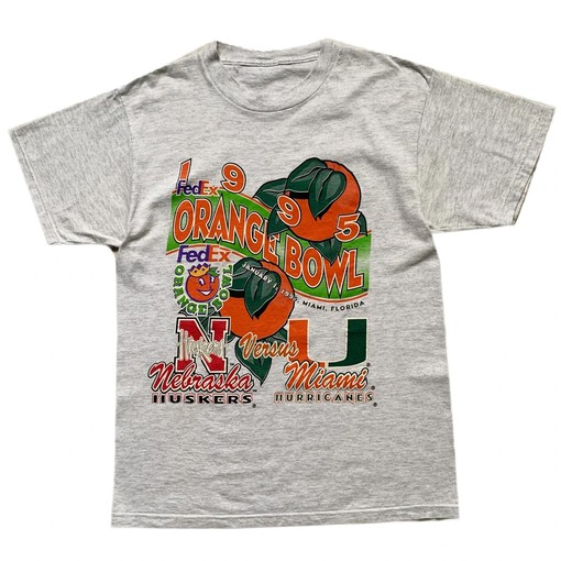 Vintage 1995 Miami Hurricanes Vs Nebraska Orange Bowl Tee - NCAA Shirts for Men and Women