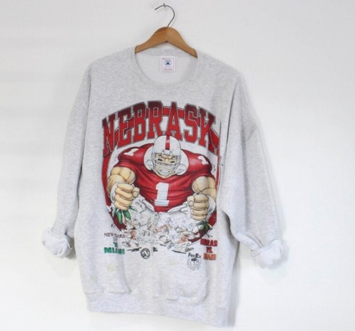 Vintage 1995 University Of Nebraska Cornhuskers Huskers Sweatshirt and Sweater with Retro Print - NCAA Retro Shirt