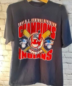 Vintage 1996 Cleveland Indians Guardians Central Division Shirt, Cleveland Indians Shirt, MLB Vintage Tee