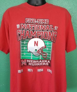 Vintage 1997 University Of Nebraska Huskers National Champs Shirt and T-Shirt with NCAA Football Champions Print
