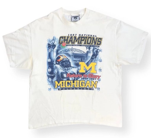 Vintage 1997 University of Michigan Wolverines Football National Champions NCAA Shirt - Wolverines Apparel