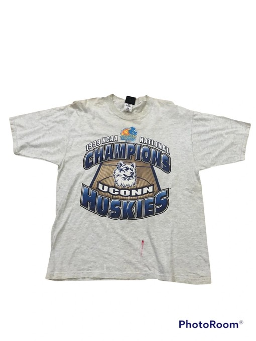 Vintage 1999 NCAA National Champions UConn Huskies Hoodie Sweatshirt - Full Size NCAA Shirt mens sport shirts