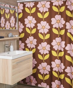 Vintage 70s Flower Shower Curtain, Retro Bathroom Decor, Unique Tub Accessory