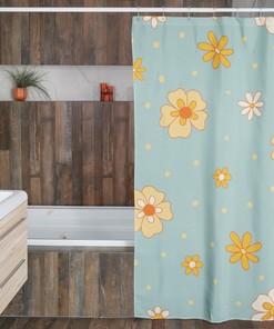 Vintage 70s Flower Shower Curtains, Groovy Bathroom Decor, Retro Bath Accessory