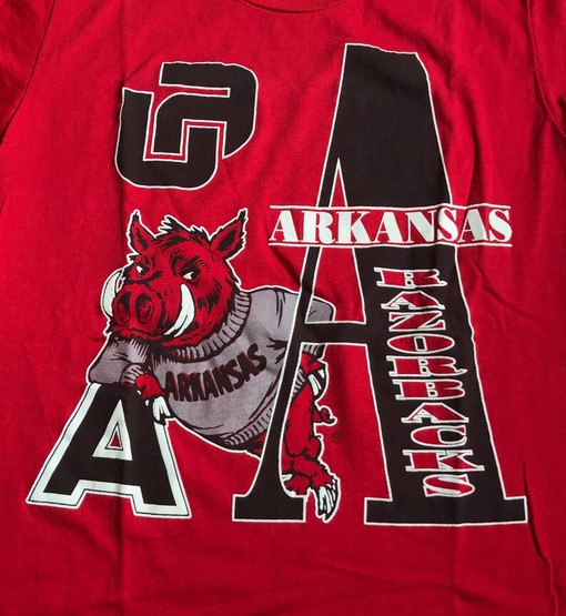Vintage 80S Single Stitch Arkansas Razorbacks Football T Shirt, Sweatshirt, Hoodie with Vintage NCAA Shirts - Image 2