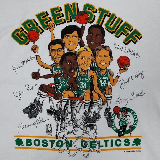 Vintage 80s Boston Celtics Line Up Center T-Shirt Sweatshirt Pullover Hoodie - Basketball Fan Apparel - Image 2