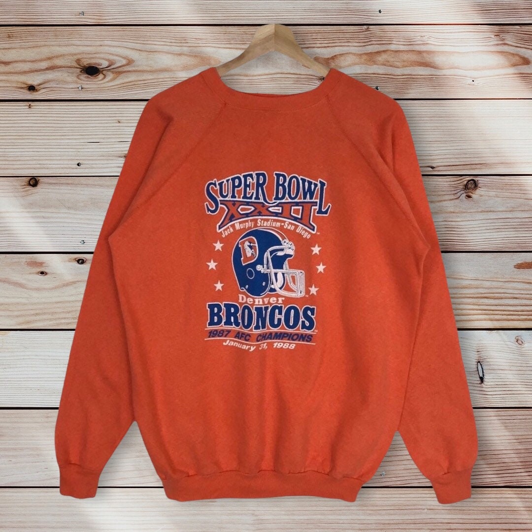 Vintage 80s NFL Denver Broncos Sweater Pullover Hoodie for Fans