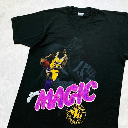 Vintage 90S BNA Magic Johnson Los Angeles Lakers T-Shirt Hoodie Sweatshirt for Fans - Image 2